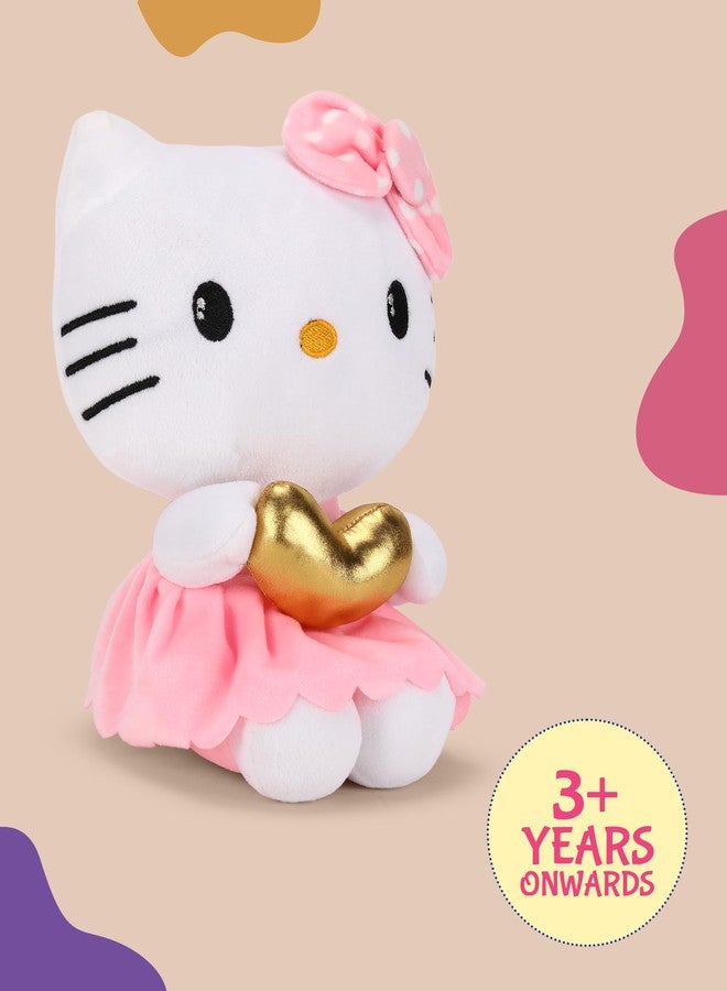 هالو كيتي دمية هيلو كيتي PPI-HK-010، دمية قطيفة ناعمة ترتدي فستانًا ورديًا ساحرًا مع فيونكة وردية وقلب ذهبي في يدها، ألعاب قطيفة للأطفال، ألعاب ناعمة للبنات والأولاد، لعبة قطيفة للأطفال من عمر 3 سنوات فما فوق، آمنة وغير سامة - Image 4